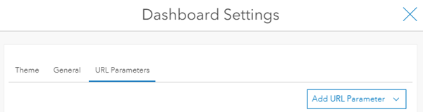Dashboard Settings URL Parameters tab Dashboard Settings URL Parameters tab